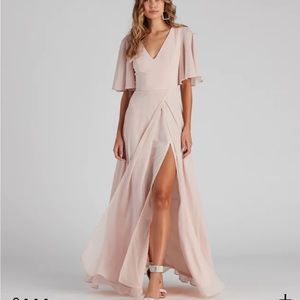Windsor Maxi Flutter Sleeve Slit Dress